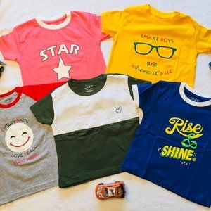 BOYS 18-24M T SHIRT SET 5 T Shirts 100% Cotton Short Sleeves NEW